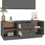 vidaXL Comodă TV, gri, 100x34x40 cm, lemn masiv de pin vidaXL Comodă TV, gri, 100x34x40 cm, lemn masiv de pin