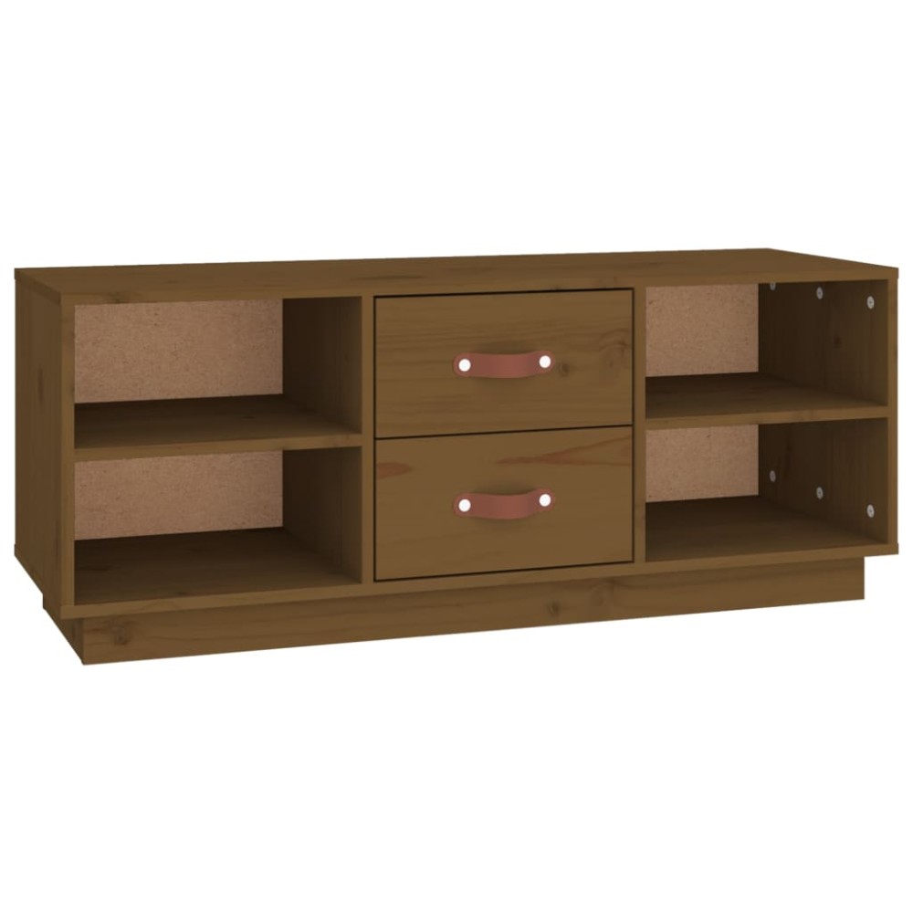 vidaXL Comodă TV, maro miere, 100x34x40 cm, lemn masiv de pin