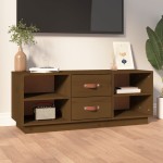 vidaXL Comodă TV, maro miere, 100x34x40 cm, lemn masiv de pin vidaXL Comodă TV, maro miere, 100x34x40 cm, lemn masiv de pin