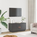 vidaXL Comodă TV, gri, 80x34x40 cm, lemn masiv de pin vidaXL Comodă TV, gri, 80x34x40 cm, lemn masiv de pin