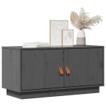 vidaXL Comodă TV, gri, 80x34x40 cm, lemn masiv de pin vidaXL Comodă TV, gri, 80x34x40 cm, lemn masiv de pin