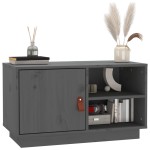 vidaXL Comodă TV, gri, 70x34x40 cm, lemn masiv de pin vidaXL Comodă TV, gri, 70x34x40 cm, lemn masiv de pin