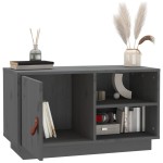 vidaXL Comodă TV, gri, 70x34x40 cm, lemn masiv de pin vidaXL Comodă TV, gri, 70x34x40 cm, lemn masiv de pin
