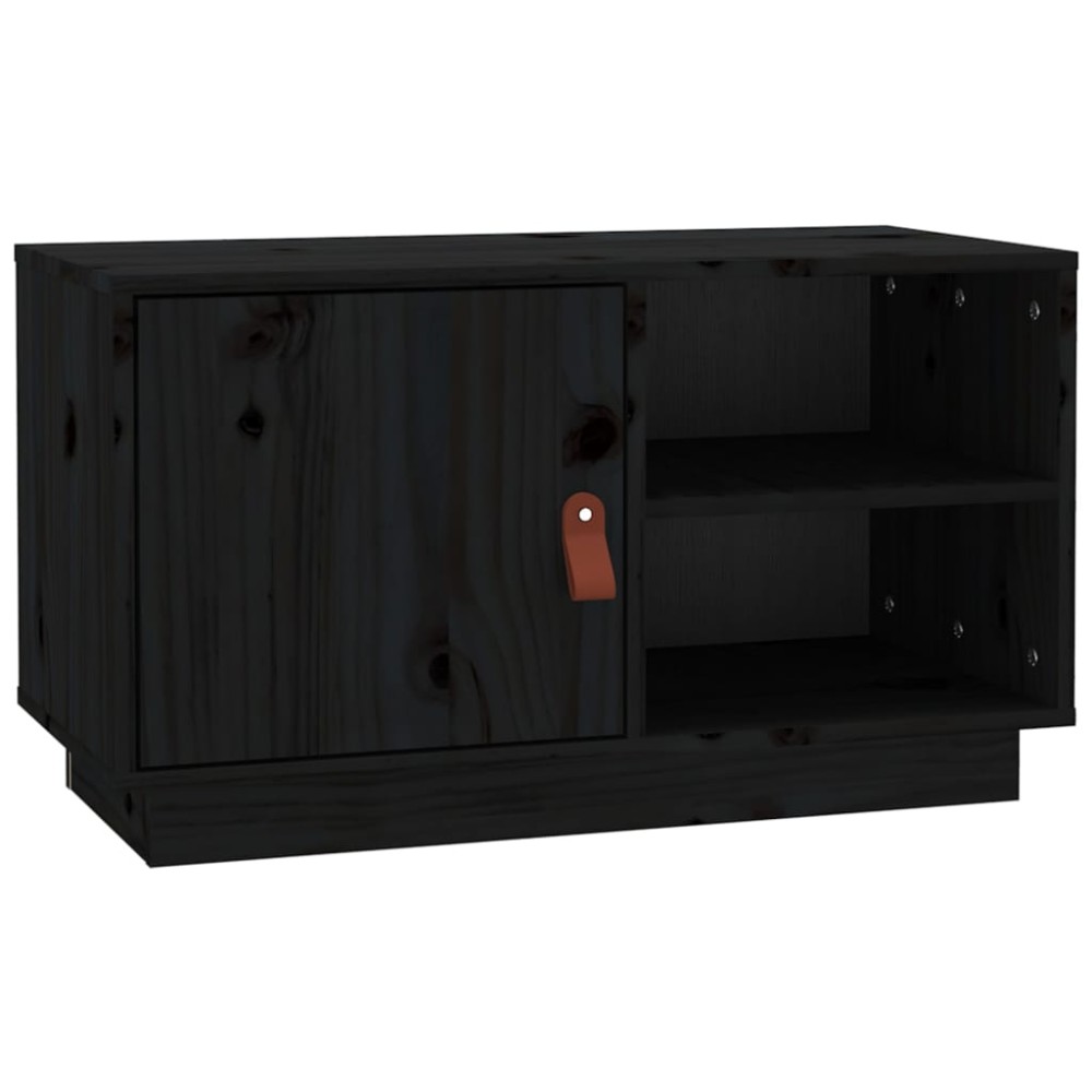 vidaXL Comodă TV, negru, 70x34x40 cm, lemn masiv de pin