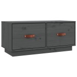 vidaXL Comodă TV, gri, 80x34x35 cm, lemn masiv de pin vidaXL Comodă TV, gri, 80x34x35 cm, lemn masiv de pin