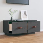 vidaXL Comodă TV, gri, 80x34x35 cm, lemn masiv de pin vidaXL Comodă TV, gri, 80x34x35 cm, lemn masiv de pin