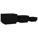 vidaXL Cutii de depozitare cu capace 3 buc. negru lemn masiv de pin vidaXL Cutii de depozitare cu capace 3 buc. negru lemn masiv de pin