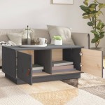 vidaXL Măsuță de cafea, gri, 80x50x35 cm, lemn masiv de pin vidaXL Măsuță de cafea, gri, 80x50x35 cm, lemn masiv de pin
