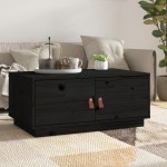 vidaXL Măsuță de cafea, negru, 80x50x35 cm, lemn masiv de pin vidaXL Măsuță de cafea, negru, 80x50x35 cm, lemn masiv de pin
