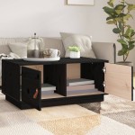vidaXL Măsuță de cafea, negru, 80x50x35 cm, lemn masiv de pin vidaXL Măsuță de cafea, negru, 80x50x35 cm, lemn masiv de pin