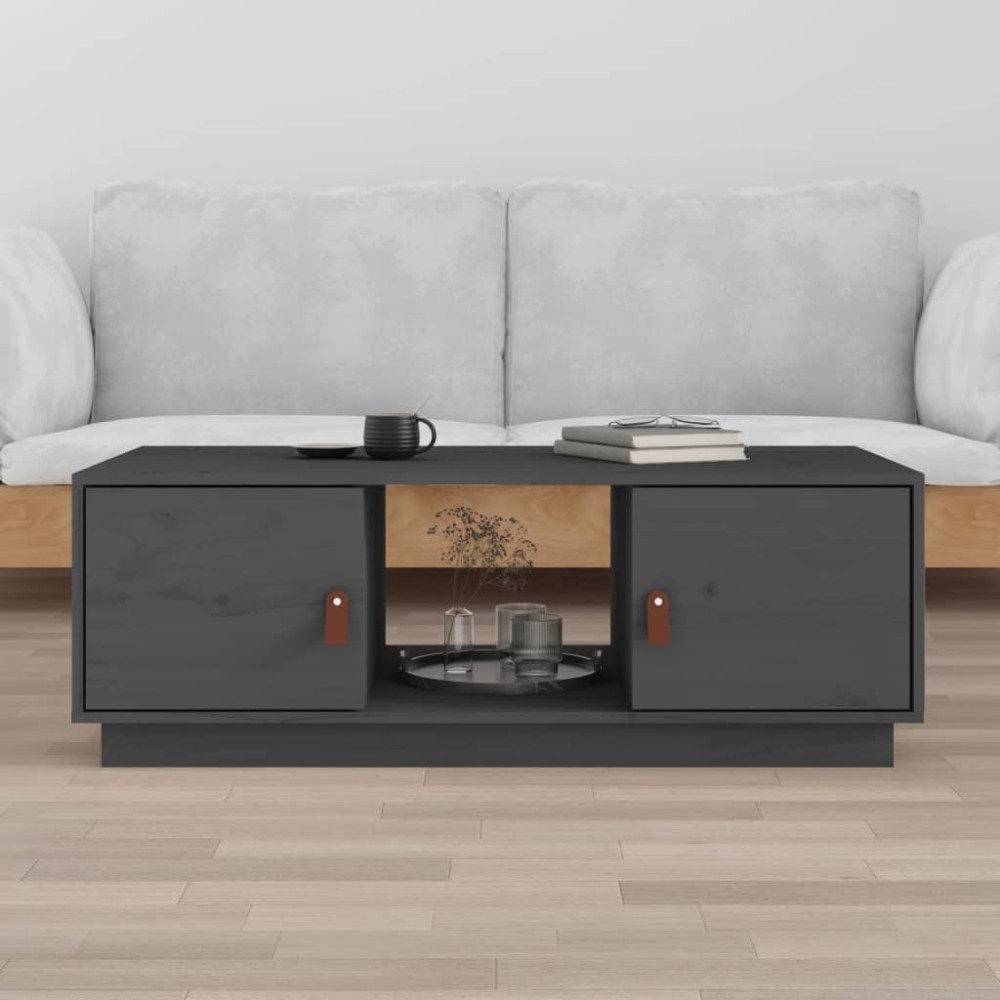 vidaXL Măsuță de cafea, gri, 100x50x35 cm, lemn masiv de pin