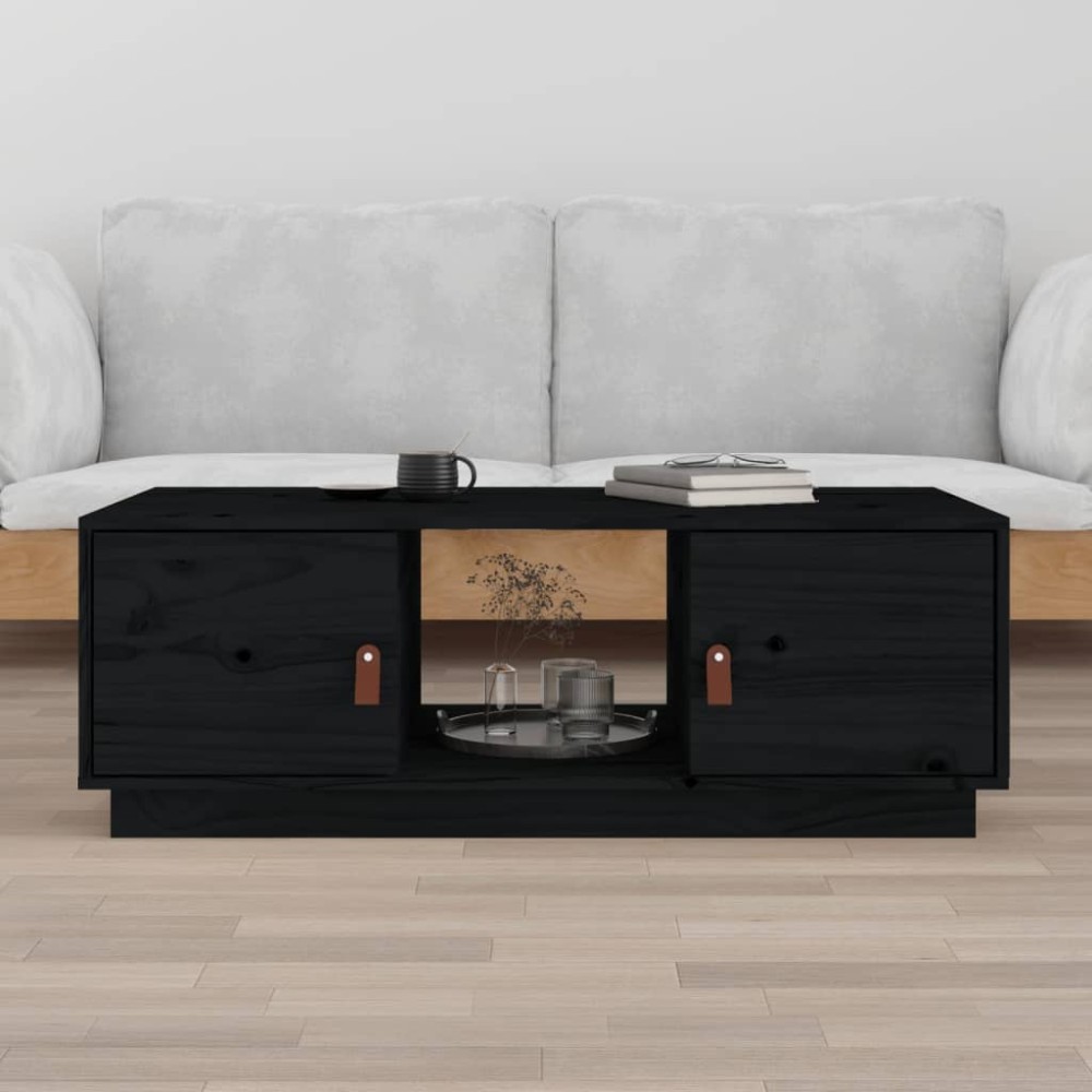 vidaXL Măsuță de cafea, negru, 100x50x35 cm, lemn masiv de pin