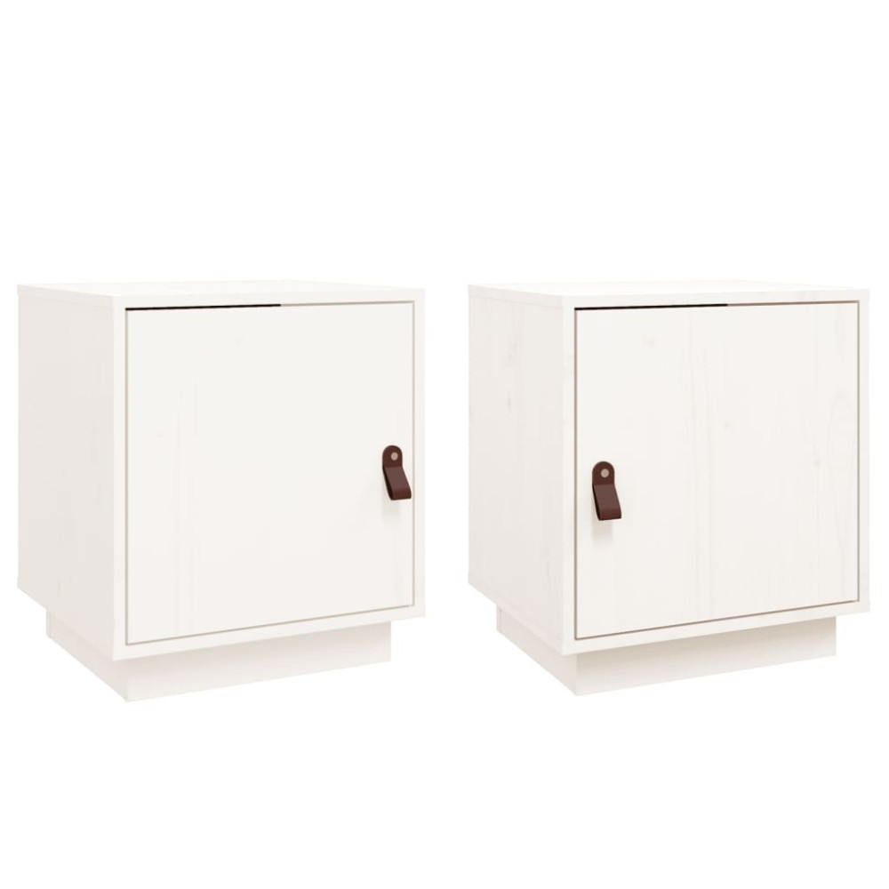 vidaXL Noptiere, 2 buc., alb, 40x34x45 cm, lemn masiv de pin