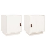 vidaXL Noptiere, 2 buc., alb, 40x34x45 cm, lemn masiv de pin
