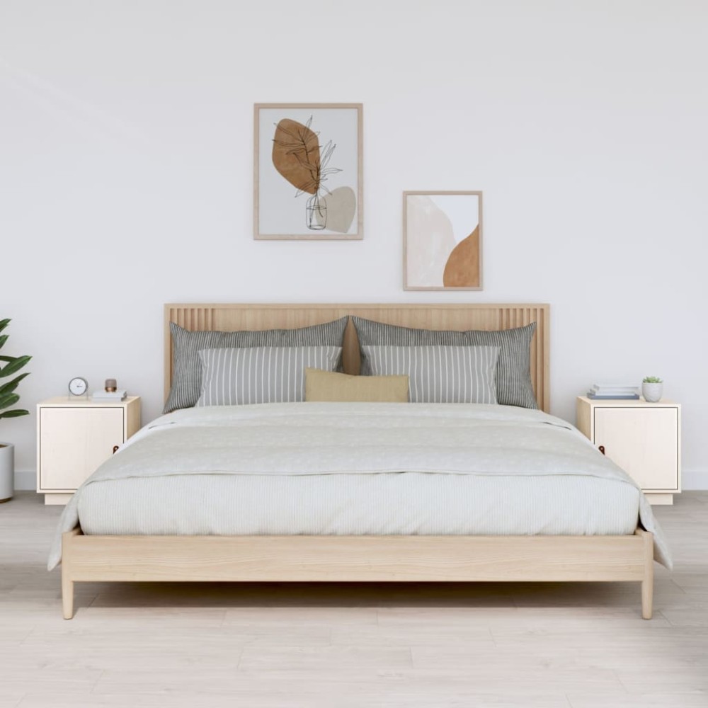 vidaXL Noptiere, 2 buc., alb, 40x34x45 cm, lemn masiv de pin