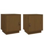 vidaXL Noptiere, 2 buc., maro miere, 40x34x45 cm, lemn masiv de pin vidaXL Noptiere, 2 buc., maro miere, 40x34x45 cm, lemn masiv de pin