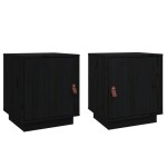 vidaXL Noptiere, 2 buc., negru, 40x34x45 cm, lemn masiv de pin vidaXL Noptiere, 2 buc., negru, 40x34x45 cm, lemn masiv de pin