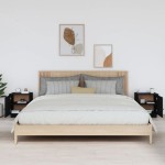 vidaXL Noptiere, 2 buc., negru, 40x34x45 cm, lemn masiv de pin vidaXL Noptiere, 2 buc., negru, 40x34x45 cm, lemn masiv de pin