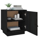 vidaXL Noptiere, 2 buc., negru, 40x34x45 cm, lemn masiv de pin vidaXL Noptiere, 2 buc., negru, 40x34x45 cm, lemn masiv de pin