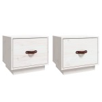 vidaXL Noptiere, 2 buc., alb, 40x34x35 cm, lemn masiv de pin