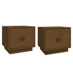 vidaXL Noptiere, 2 buc, maro miere, 40x34x35 cm, lemn masiv de pin