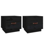 vidaXL Noptiere, 2 buc., negru, 40x34x35 cm, lemn masiv de pin vidaXL Noptiere, 2 buc., negru, 40x34x35 cm, lemn masiv de pin