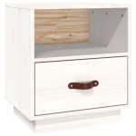 vidaXL Noptieră, alb, 40x34x45 cm, lemn masiv de pin