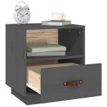 vidaXL Noptiere, 2 buc., gri, 40x34x45 cm, lemn masiv de pin vidaXL Noptiere, 2 buc., gri, 40x34x45 cm, lemn masiv de pin