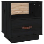 vidaXL Noptieră, negru, 40x34x45 cm, lemn masiv de pin