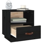 vidaXL Noptiere, 2 buc., negru, 40x34x45 cm, lemn masiv de pin vidaXL Noptiere, 2 buc., negru, 40x34x45 cm, lemn masiv de pin