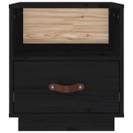 vidaXL Noptiere, 2 buc., negru, 40x34x45 cm, lemn masiv de pin vidaXL Noptiere, 2 buc., negru, 40x34x45 cm, lemn masiv de pin