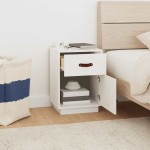 vidaXL Noptiere, 2 buc., alb, 40x34x55 cm, lemn masiv de pin