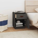 vidaXL Noptiere, 2 buc., gri, 40x34x55 cm, lemn masiv de pin vidaXL Noptiere, 2 buc., gri, 40x34x55 cm, lemn masiv de pin