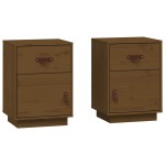 vidaXL Noptiere, 2 buc, maro miere, 40x34x55 cm, lemn masiv de pin