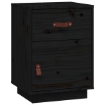 vidaXL Noptieră, negru, 40x34x55 cm, lemn masiv de pin