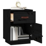 vidaXL Noptiere, 2 buc., negru, 40x34x55 cm, lemn masiv de pin vidaXL Noptiere, 2 buc., negru, 40x34x55 cm, lemn masiv de pin