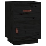 vidaXL Noptiere, 2 buc., negru, 40x34x55 cm, lemn masiv de pin vidaXL Noptiere, 2 buc., negru, 40x34x55 cm, lemn masiv de pin