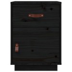 vidaXL Noptiere, 2 buc., negru, 40x34x55 cm, lemn masiv de pin vidaXL Noptiere, 2 buc., negru, 40x34x55 cm, lemn masiv de pin
