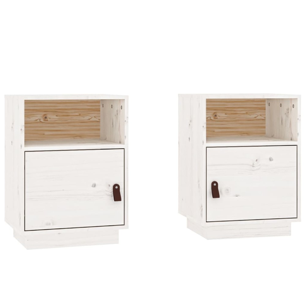 vidaXL Noptiere, 2 buc., alb, 40x34x55 cm, lemn masiv de pin