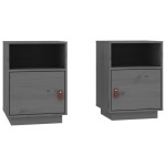 vidaXL Noptiere, 2 buc., gri, 40x34x55 cm, lemn masiv de pin vidaXL Noptiere, 2 buc., gri, 40x34x55 cm, lemn masiv de pin