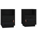 vidaXL Noptiere, 2 buc., negru, 40x34x55 cm, lemn masiv de pin
