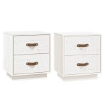 vidaXL Noptiere, 2 buc., alb, 40x34x45 cm, lemn masiv de pin