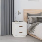 vidaXL Noptiere, 2 buc., alb, 40x34x45 cm, lemn masiv de pin