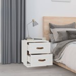 vidaXL Noptiere, 2 buc., alb, 40x34x45 cm, lemn masiv de pin