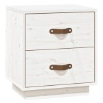 vidaXL Noptiere, 2 buc., alb, 40x34x45 cm, lemn masiv de pin