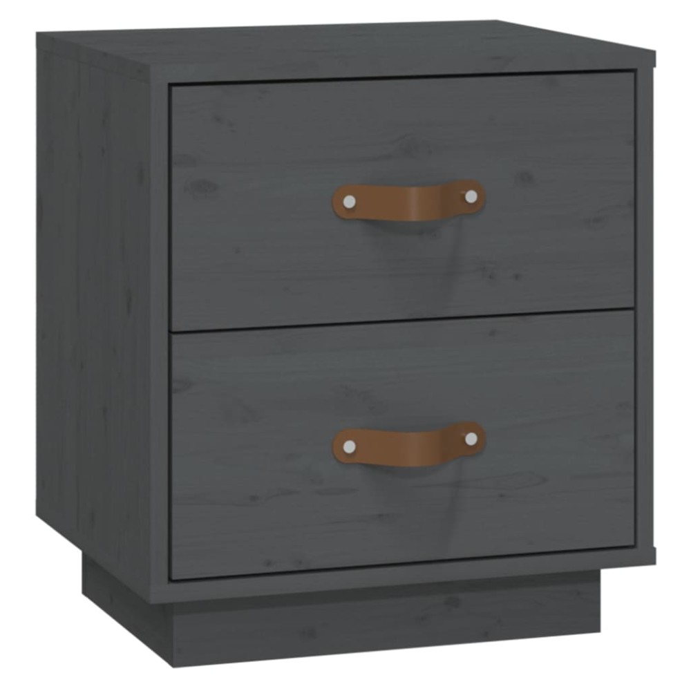 vidaXL Noptieră, gri, 40x34x45 cm, lemn masiv de pin