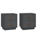 vidaXL Noptiere, 2 buc., gri, 40x34x45 cm, lemn masiv de pin vidaXL Noptiere, 2 buc., gri, 40x34x45 cm, lemn masiv de pin