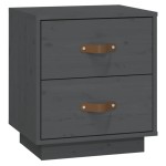 vidaXL Noptiere, 2 buc., gri, 40x34x45 cm, lemn masiv de pin vidaXL Noptiere, 2 buc., gri, 40x34x45 cm, lemn masiv de pin
