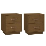 vidaXL Noptiere, 2 buc., maro miere, 40x34x45 cm, lemn masiv de pin vidaXL Noptiere, 2 buc., maro miere, 40x34x45 cm, lemn masiv de pin