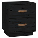 vidaXL Noptieră, negru, 40x34x45 cm, lemn masiv de pin